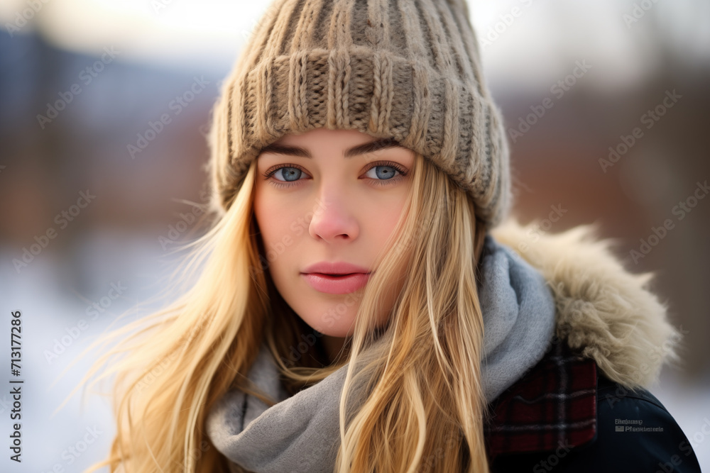 Portrait of a pretty young woman in winter (A.I.-generated) Portrait of a pretty young woman in winter (A.I.-generated)