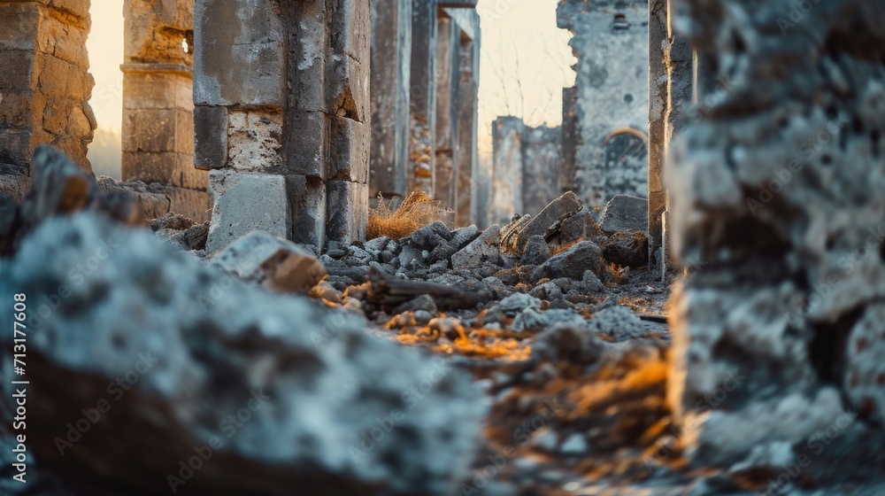 A glimpse through a weathered hole in an aged building. Suitable for architectural or historical themes A glimpse through a weathered hole in an aged building. Suitable for architectural or historical themes