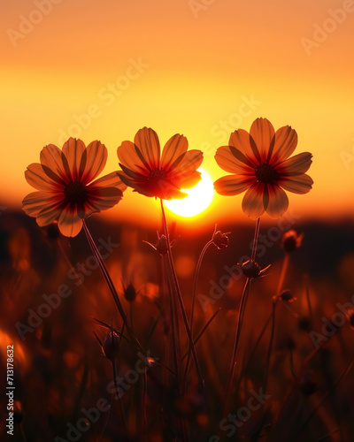 Sunset Through the Petals of Wildflowers
