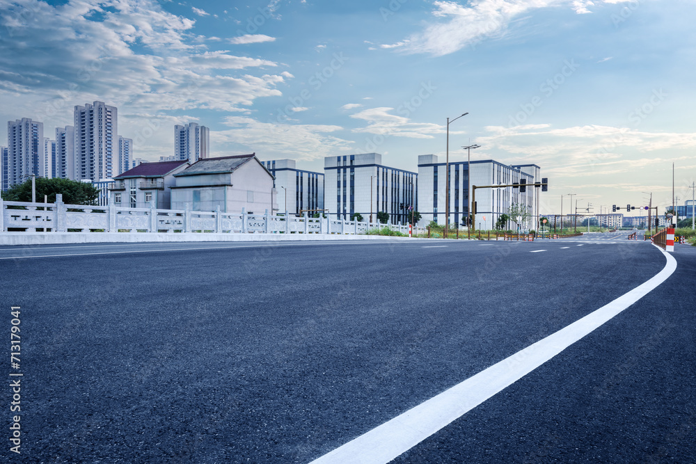 New asphalt roads and construction landscaping New asphalt roads and construction landscaping