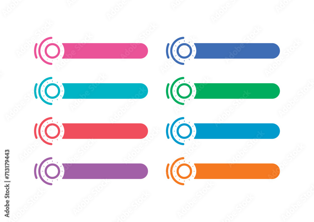 colorful technological buttons on a white background. eight steps technological banner set colorful technological buttons on a white background. eight steps technological banner set