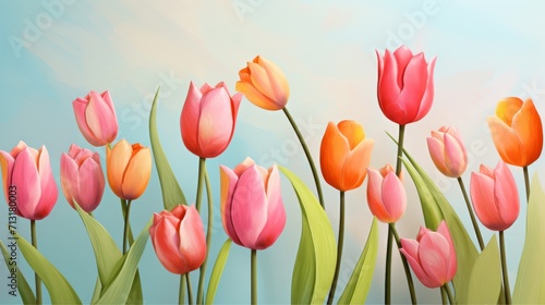 Colorful tulips background representing the spring #713180003