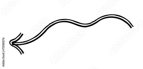 Hand drawn simple arrow drawn with wax crayon, chalk or charcoal. Uneven dry texture for underlining highlighting. Pencil drawn lines, strikethrough, grungy vector isolated on white.