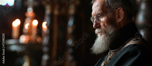 Fotografie, Tablou priest with orthodox cross On baptism in the Orthodox Church Christian faith and traditions