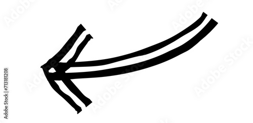 Hand drawn simple arrow drawn with wax crayon, chalk or charcoal. Uneven dry texture for underlining highlighting. Pencil drawn lines, strikethrough, grungy vector isolated on white.