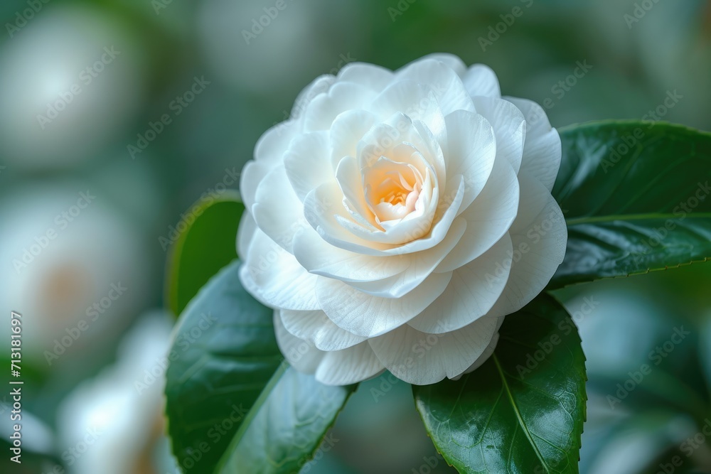 White Camellia japonica flower, closeup, macro. White Camellia japonica flower, closeup, macro.