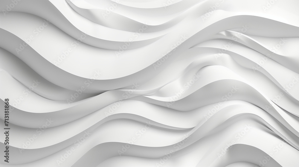 Elegant White 3D Wave Texture - Contemporary Abstract Paper Art, Dynamic Flowing Lines and Curves, Modern Design Element