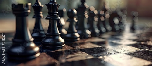 Print op canvas Chess photographed on a chessboard