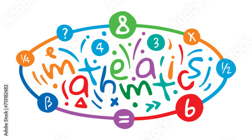 colorful mathematics word and symbols