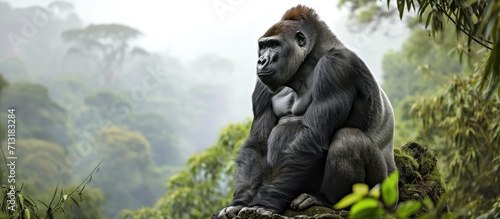 Foto Gorillas are the largest primates on Earth with males weighing up to 400 pounds and standing over 6 feet tall They are native to the rainforests of Central and West Africa