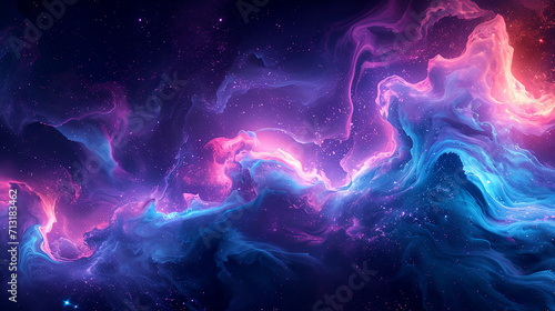Cosmic space background with a blue purple nebula and stars