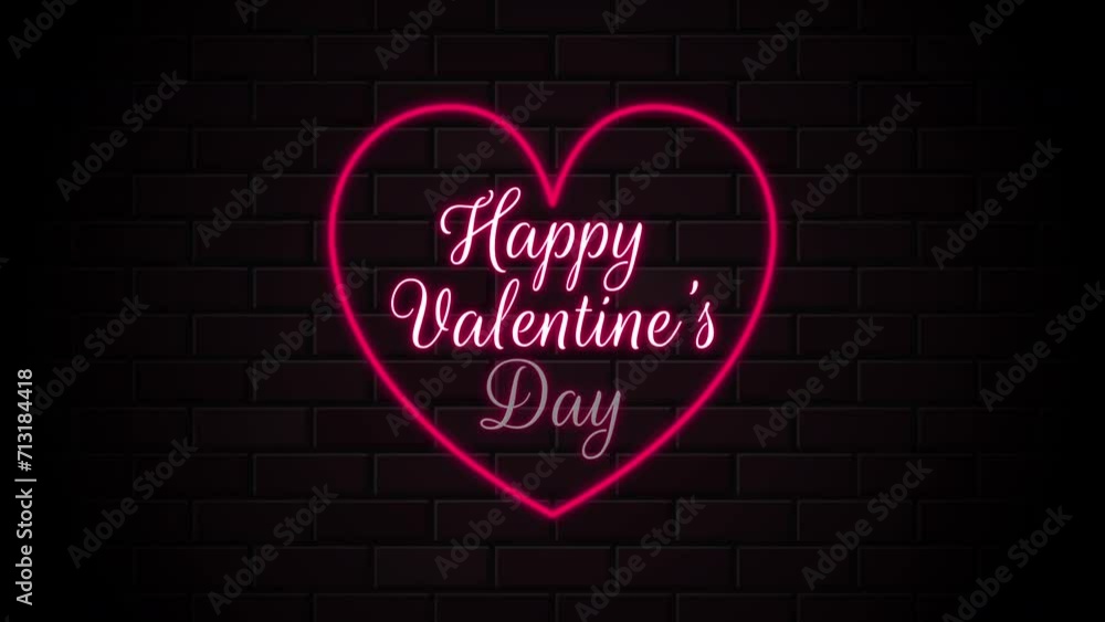 Happy Valentine's Day Animation. Bright Neon sign. Pulsating Animation ...