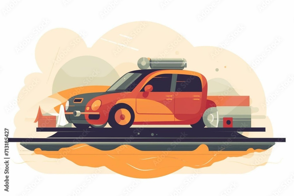 Illustration depicting a car, representing vehicle transportation concept. Generative AI