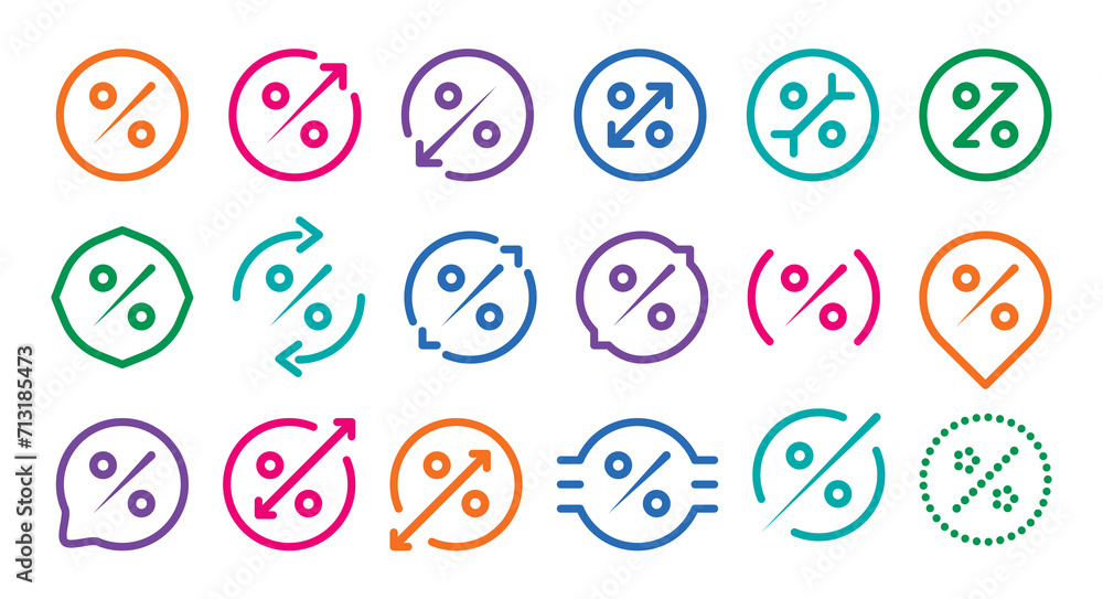 colorful different percent symbols colorful different percent symbols