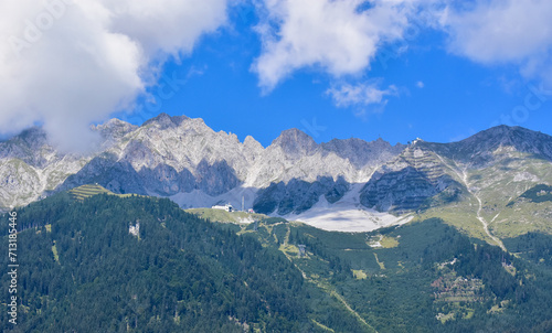 A view of Nordkette mountain range from Innsbruck, Austria
