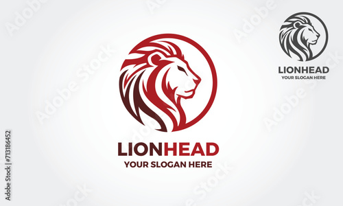 Lion head logo template suitable for businesses and product names. Element for the brand identity, vector illustration. 