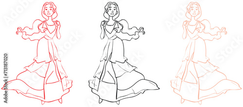 Fairy tale character icon lady hand drawn cartoon sketch icon vector illustration.