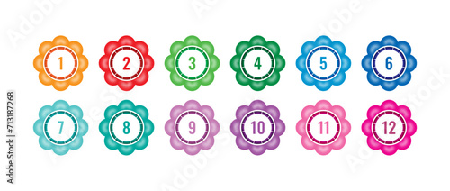 colorful daisies and 1-12 math numbers. colorful flowers and numbers 1-12