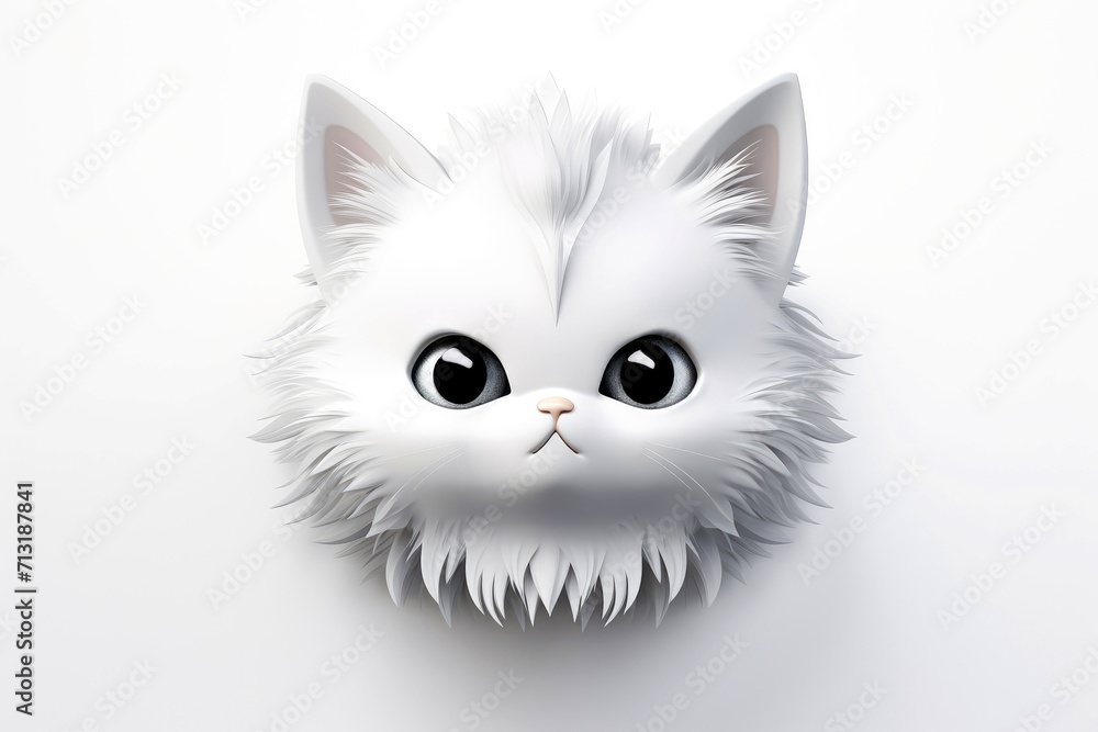 Close-up, 3d mockup of abstract cat with minimal background