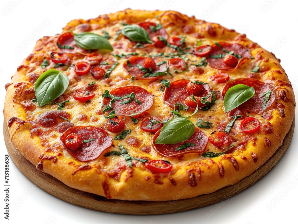 pizza closeup, realistic illustration
