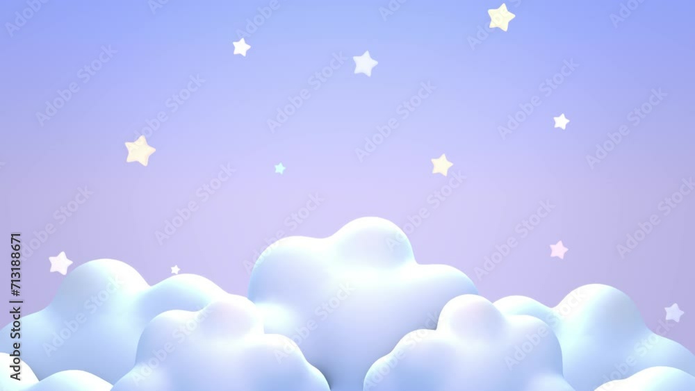 Looped cartoon rotating clouds and stars animation. Looped cartoon rotating clouds and stars animation.