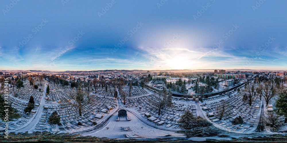 Nowy Sącz, cmentarz, panorama 360 - obrazy, fototapety, plakaty 