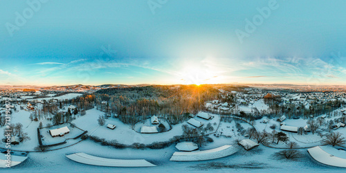 Nowy Sącz, Skansen, Zima, panorama 360