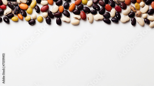 Dark Roast Coffee Beans Mix on White Background with Copy Space - Aromatic Espresso and Caffeine Rich Organic Beverage for Gourmet Morning Brews