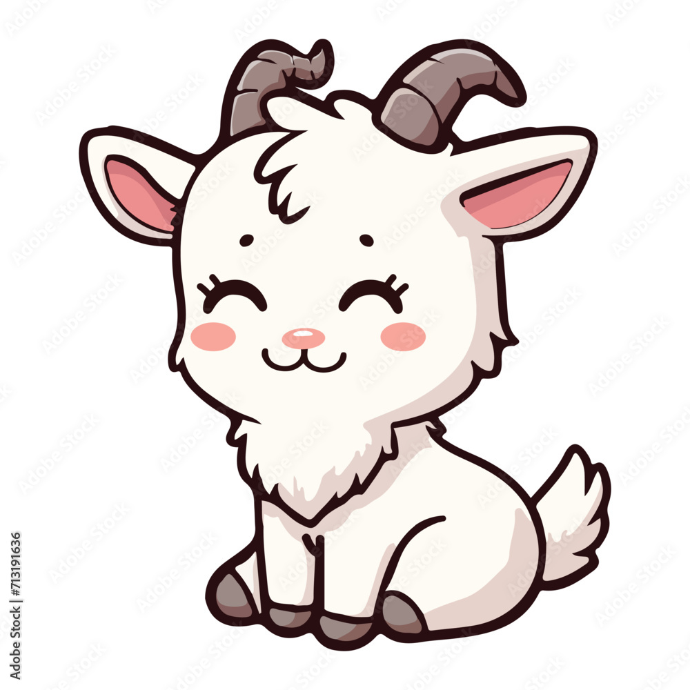cute goat siting with horn vector cute goat siting with horn vector