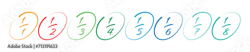 colored ellipses and fractions. education, lessons, fractional numbers in mathematics photo