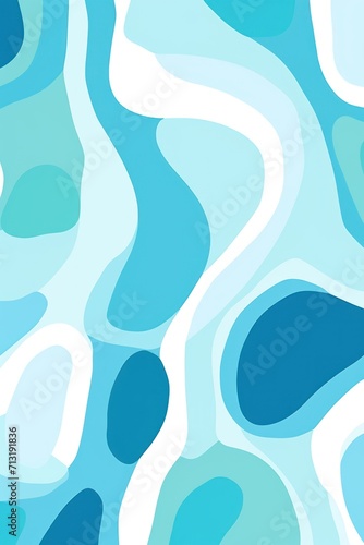 Aqua abstract simple shapes, style of Matisse
