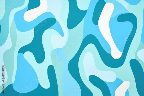 Aqua abstract simple shapes, style of Matisse