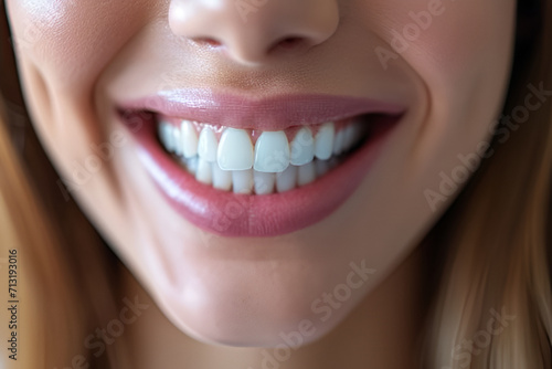 Beautiful woman smiles dental veneers  health concept