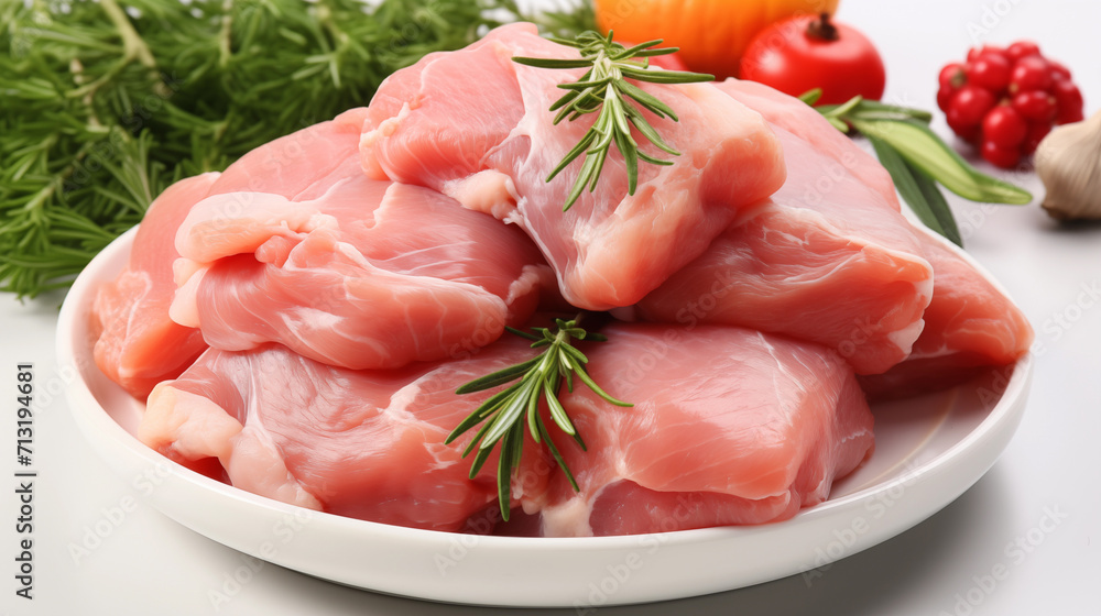Raw meat on a plate. Raw meat on a plate.