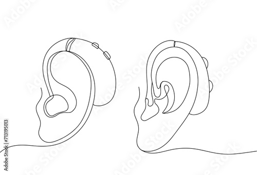 Ear. Hearing aid. One line