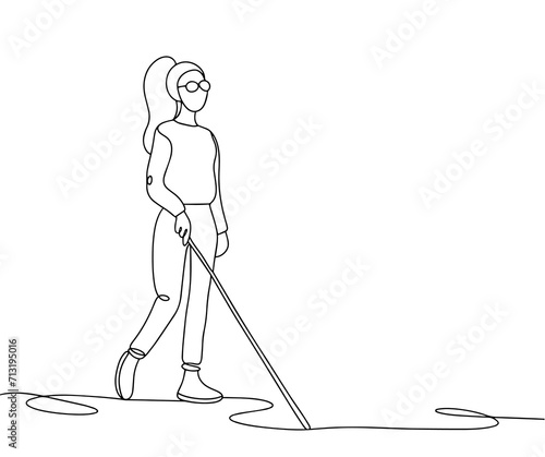 Blind. Young woman. One line.