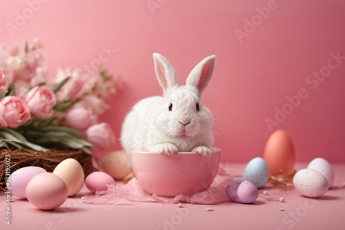 easter bunny with easter eggs 