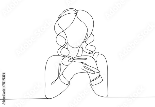 Woman. Sign language. One line
