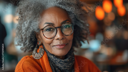 Konzentrierte ältere schwarze Frau mit Brille © Detlef Dähne