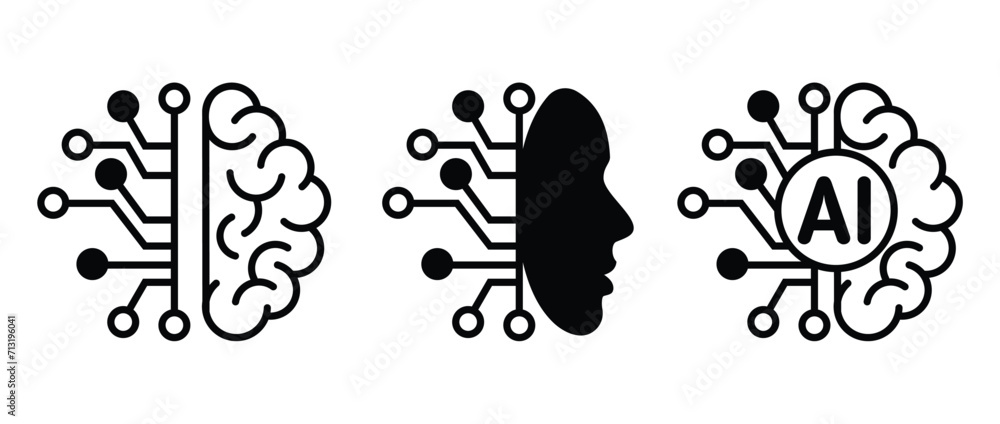 Artificial intelligence technological chip. AI brain circuit board ...