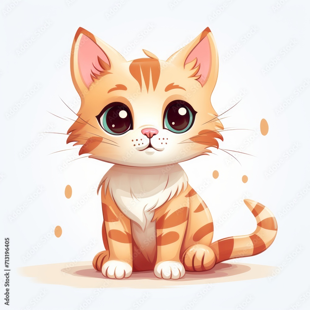 Sokoke_cat in kawaii style on white background Sokoke_cat in kawaii style on white background