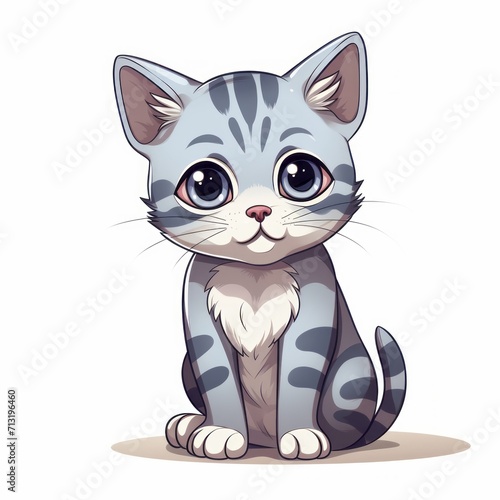 American_Shorthair_cat in kawaii style on white background