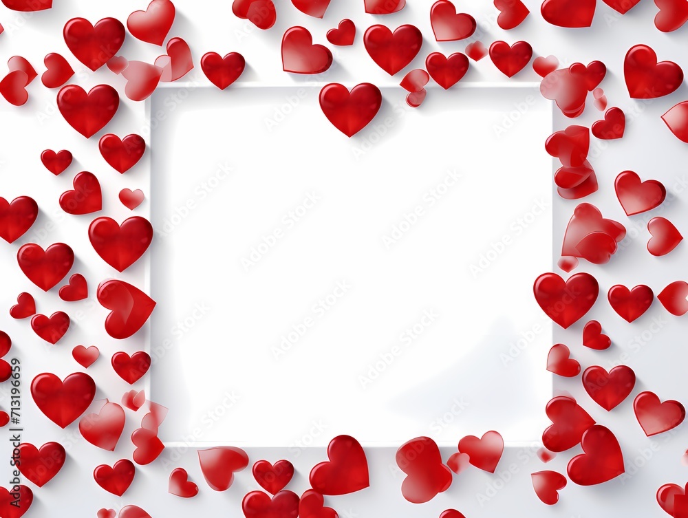 Heart shaped frame in Valentine's Day theme for Card on white background