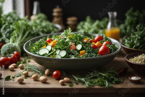 fresh vegetables on wooden background © Magic Art