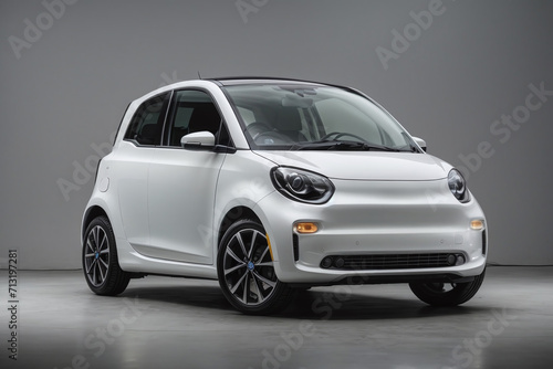 white electric car concept grey background