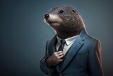 portrait of mole in an expensive business suit