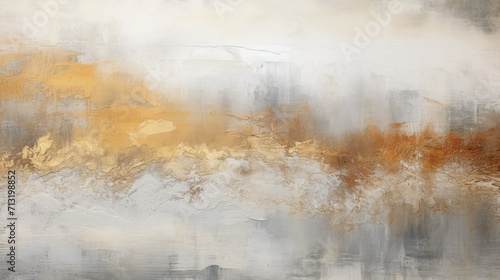Abstract painting in grey and silver with gold accents, modern decoration, contemporary art