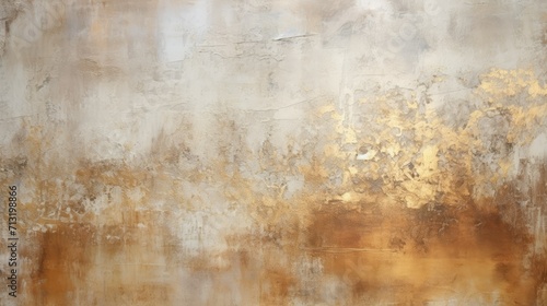 Abstract painting in grey and silver with gold accents, modern decoration, contemporary art photo