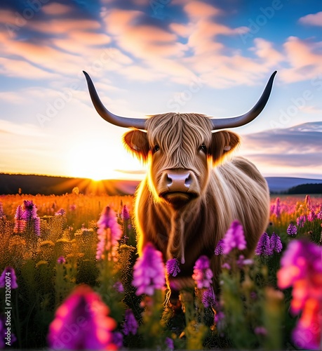 cow on sunset