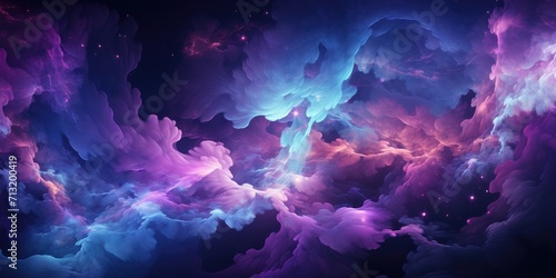 Abstract neon purple clouds, space clouds background. Image for a postcard or poster. Generative AI